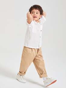 SHEIN 小男童捲邊袖襯衫