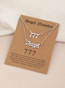 Dây chuyền charm chữ số và 2 gói - Bạc - Xem 1