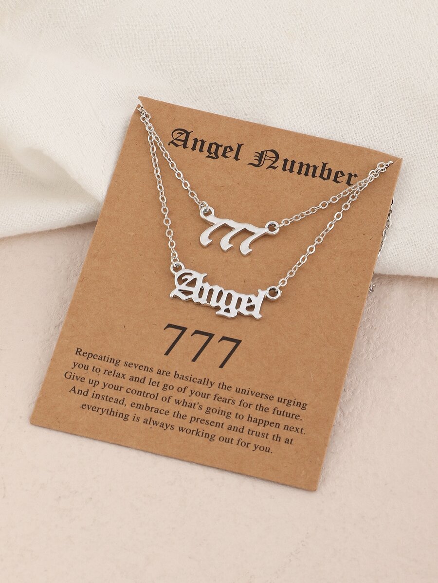 Dây chuyền charm chữ số và 2 gói - Bạc - Xem 1