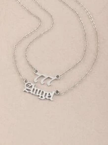 Dây chuyền charm chữ số và 2 gói - Bạc - Xem 3