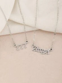 Dây chuyền charm chữ số và 2 gói - Bạc - Xem 4