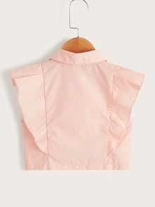 Niñas Blusa ribete con fruncido bajo con nudo - Rosa Pálido - Ver 2