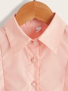 Niñas Blusa ribete con fruncido bajo con nudo - Rosa Pálido - Ver 3