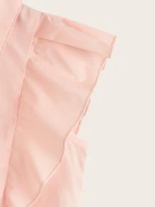 Niñas Blusa ribete con fruncido bajo con nudo - Rosa Pálido - Ver 4