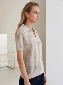 MOTF PREMIUM EYELET KNIT TOP - Khaki - View 7