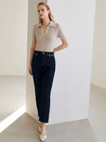 MOTF PREMIUM EYELET KNIT TOP - Khaki - View 9