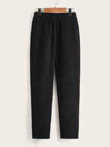 SHEIN Quần Trai Túi màu trơn Giải trí - màu đen - Xem 1