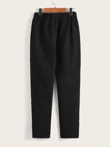 SHEIN Quần Trai Túi màu trơn Giải trí - màu đen - Xem 2