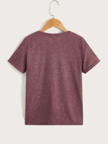 SHEIN Tween Boy Coconut Tree Print Casual T-Shirt, Suitable For Summer Daily Wear - Redwood - View 3