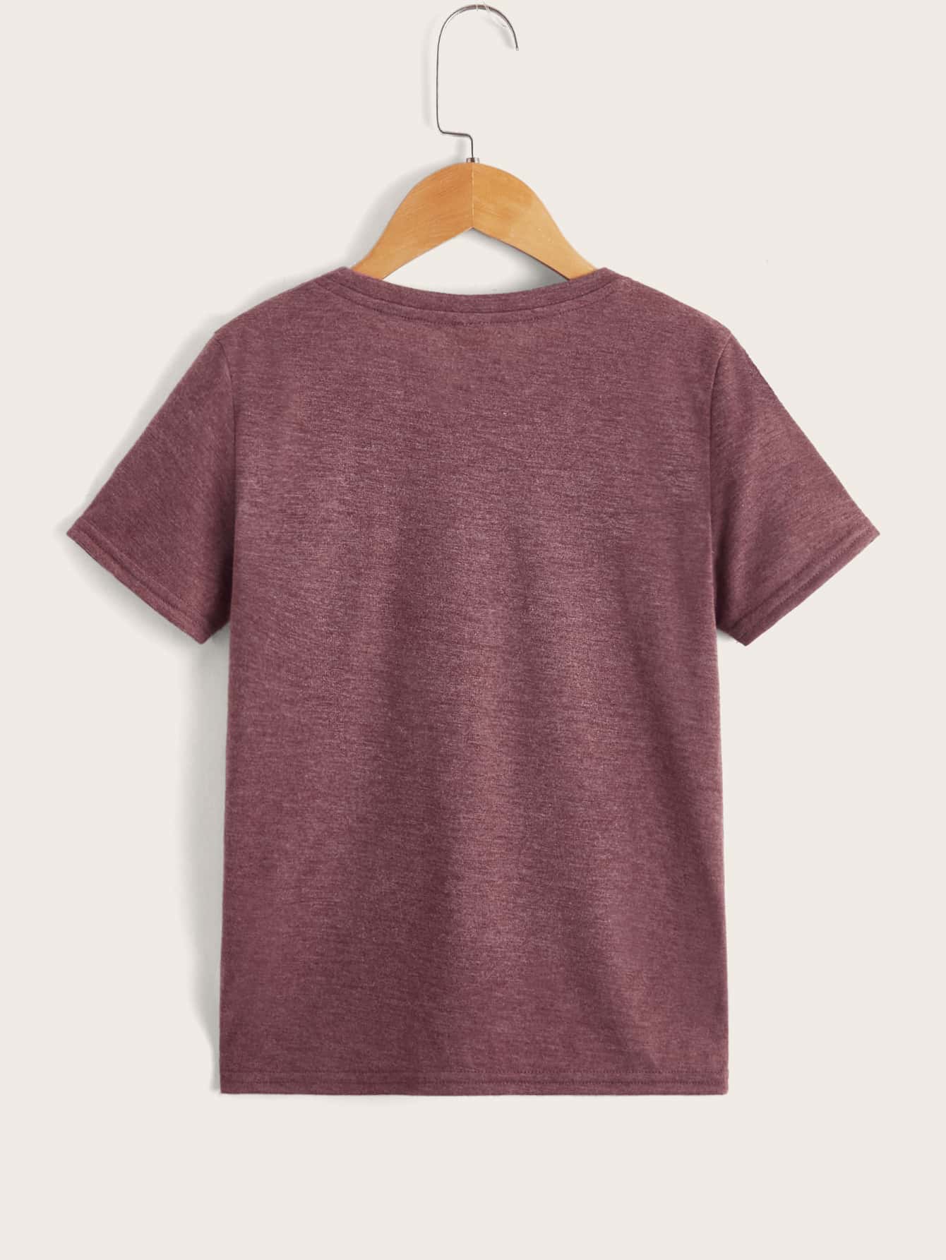 SHEIN Tween Boy 椰子树印花休闲 T 恤，适合夏季日常穿着 - 紅木色 - 查看 2