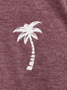 SHEIN Tween Boy Coconut Tree Print Casual T-Shirt, Suitable For Summer Daily Wear - Redwood - View 4