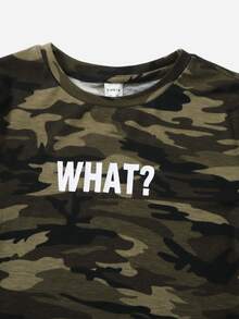 SHEIN Boys Camo Print Tee & Contrast Sideseam Shorts Set - Multicolor - View 3