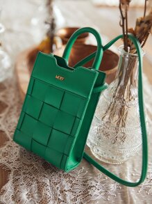 MOTF PREMIUM 極簡風格編織方包 - 綠色 - 查看 2