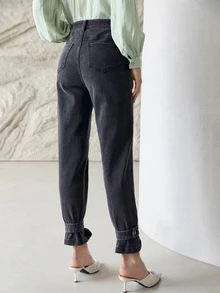 MOTF PREMIUM 直筒款牛仔褲 - 深灰色 - 查看 3