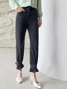 MOTF PREMIUM 直筒款牛仔褲 - 深灰色 - 查看 6