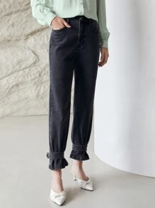 MOTF PREMIUM 直筒款牛仔褲 - 深灰色 - 查看 7