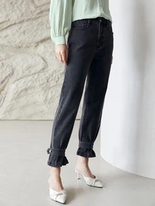 MOTF PREMIUM 直筒款牛仔褲 - 深灰色 - 查看 8