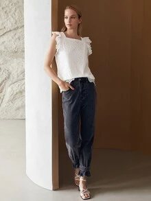 MOTF PREMIUM 直筒款牛仔褲 - 深灰色 - 查看 11