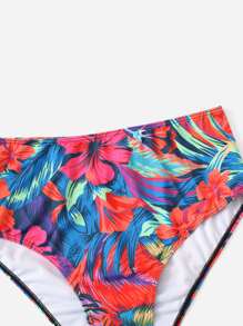 Plus Floral Print Bikini Bottom, For Summer Beach Vacation - Multicolor - View 4
