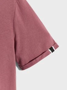 GENTILAND Nam Áo thun Bông Đồ họa Chữ cái Curved Hem - Gỗ đỏ - Xem 4