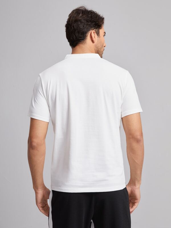 Manfinity Basics Men Cotton Solid Stand Collar Polo Shirt SHEIN USA