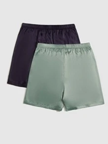 SHEIN Men 2 Packs Satin Sleep Shorts - Multicolor - View 2