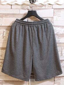 Manfinity Campus Court Aesthetic Post--Men Letter Graphic Drawstring Waist Shorts - Dark Grey - View 2