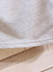 Manfinity Campus Court Aesthetic Post--Men Letter Graphic Drawstring Waist Shorts - Light Grey - View 5