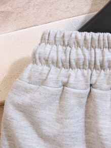 Manfinity Campus Court Aesthetic Post--Men Letter Graphic Drawstring Waist Shorts - Light Grey - View 7
