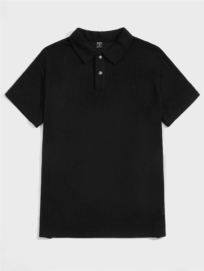 GENTILAND Guys Waffle Knit Polo Shirt