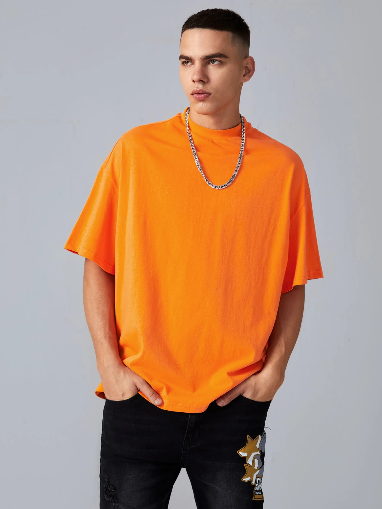 mens neon orange shirt