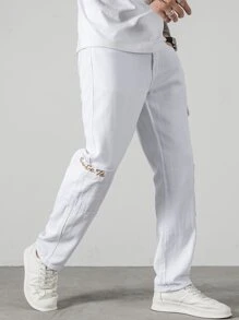 Manfinity Quần Jeans Nam Túi Bị tách màu trơn - trắng - Xem 5