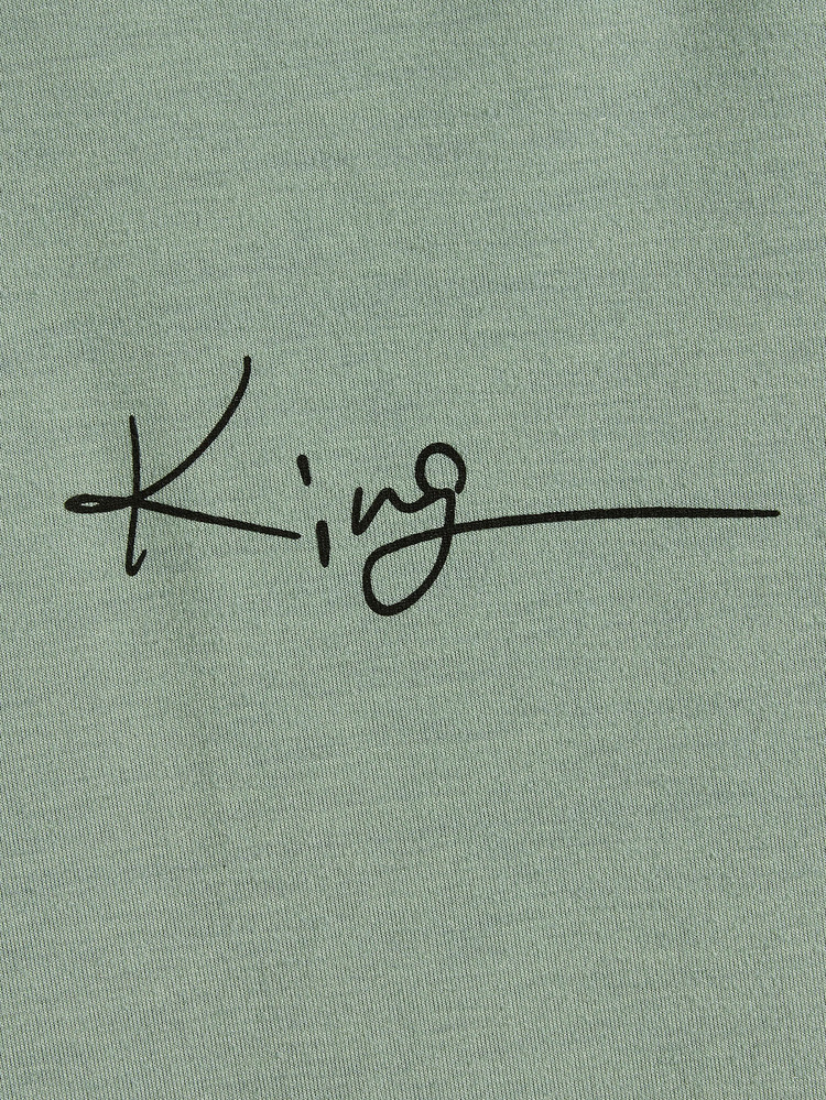 GENTILAND Men Letter Graphic Roll Sleeve Tee - Mint Green - View 3