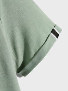 GENTILAND Men Letter Graphic Roll Sleeve Tee - Mint Green - View 4
