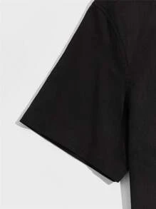 Manfinity NiteLyfe Nam Áo sơ mi Bông Chất rắn Cổ giả Ngực đơn - màu đen - Xem 3