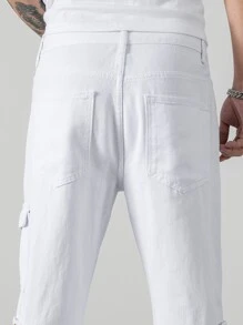 Manfinity Quần Jeans Nam Túi Bị tách màu trơn - trắng - Xem 8