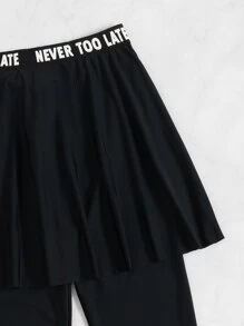 Bikini con estampado de letra - Negro - Ver 7