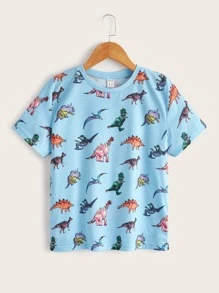 SHEIN 男孩恐龍圖案T恤 - 彩色 - 查看 1