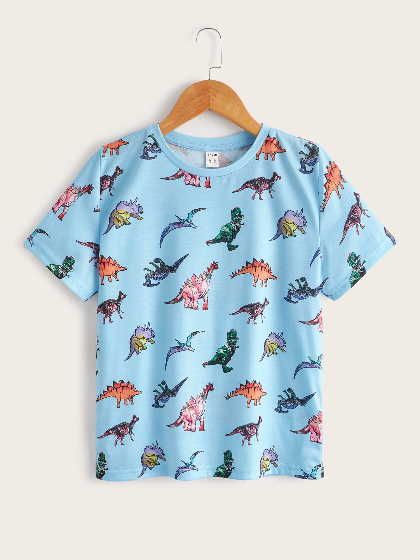 SHEIN 男孩恐龍圖案T恤 - 彩色 - 查看 1