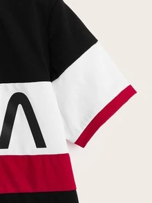 SHEIN Boys Letter Graphic Colour Block Polo Shirt - Multicolor - View 4