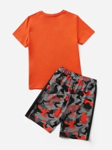 SHEIN Bộ hai mảnh Trai Sọc bên Ngụy trang Khủng long Thể thao - Nhiều màu - Xem 2