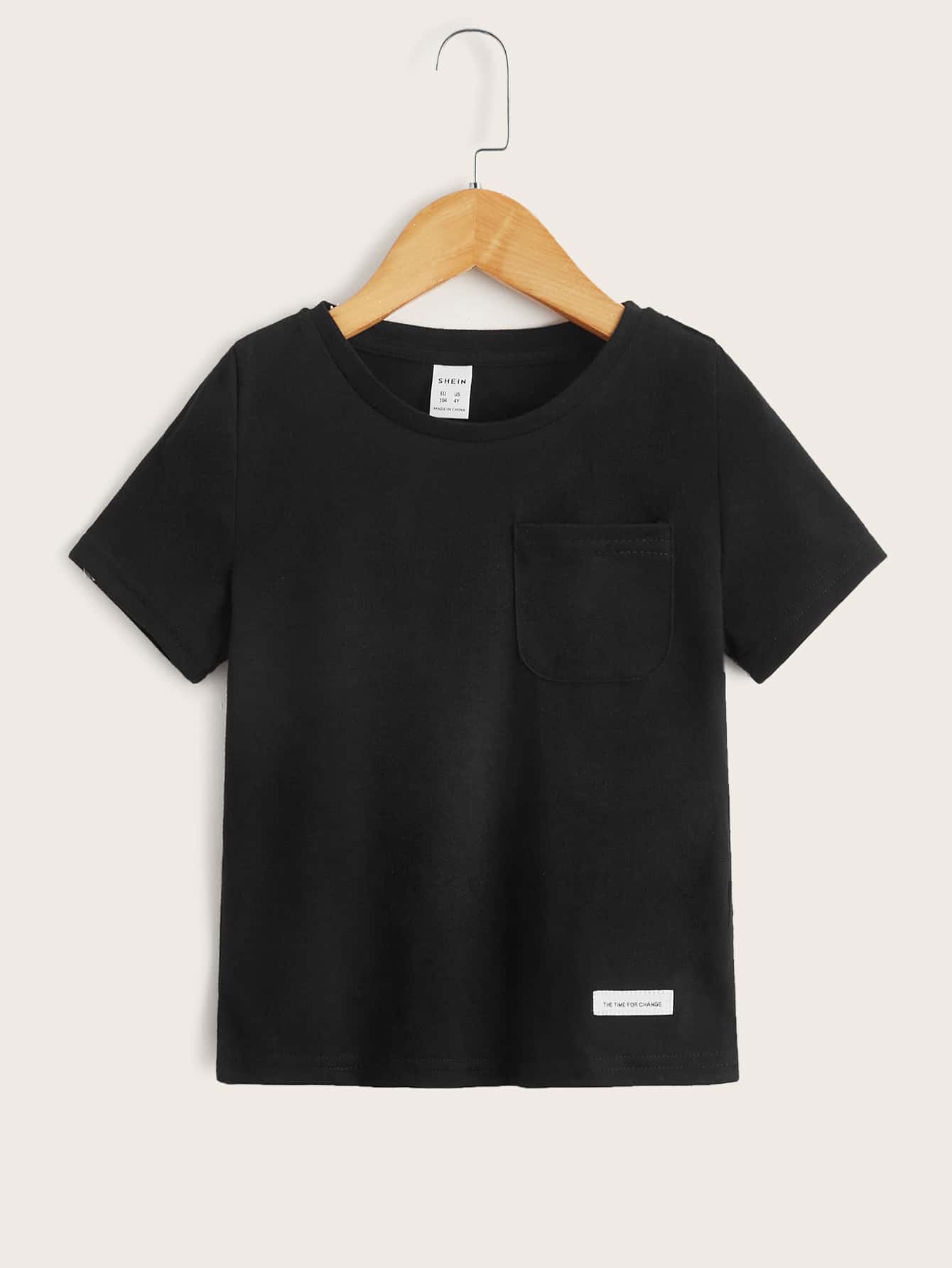 SHEIN Young Boy Toddler Boys Letter Patched Tee - Black - View 1