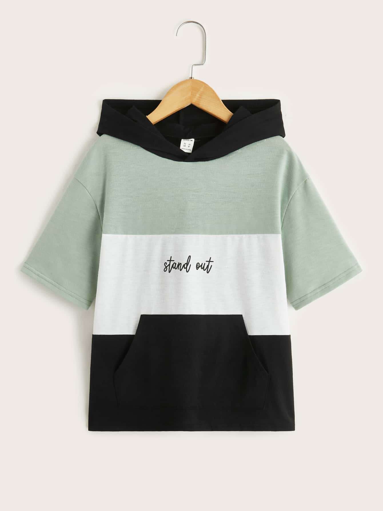 Boys Drop Shoulder Slogan Pattern Colorblock Tee - Multicolor - View 1
