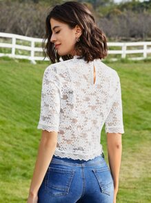 SHEIN Áo nữ Nút cắt màu trơn Thanh lịch - trắng - Xem 2