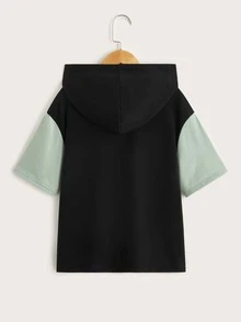 Boys Drop Shoulder Slogan Pattern Colorblock Tee - Multicolor - View 2