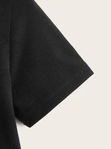 SHEIN Young Boy Toddler Boys Letter Patched Tee - Black - View 3