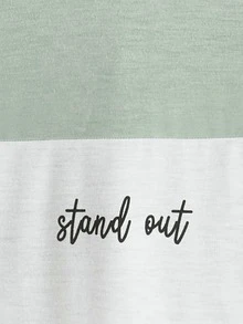 Boys Drop Shoulder Slogan Pattern Colorblock Tee - Multicolor - View 3