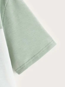 Boys Drop Shoulder Slogan Pattern Colorblock Tee - Multicolor - View 4