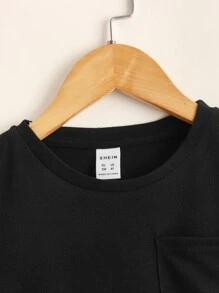SHEIN Young Boy Toddler Boys Letter Patched Tee - Black - View 4