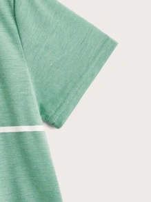 SHEIN Tween Boy Striped Print Crew Neck Short Sleeve T-Shirt, Casual Minimalist Style Suitable For Summer Daily Wear